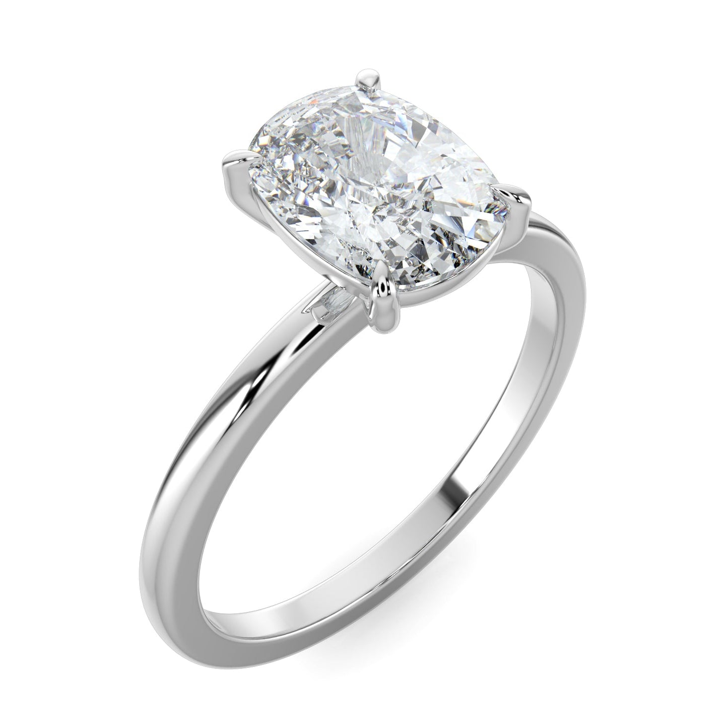Ava-1.0 Carats Cushion Moissanite Solitaire Engagement Ring