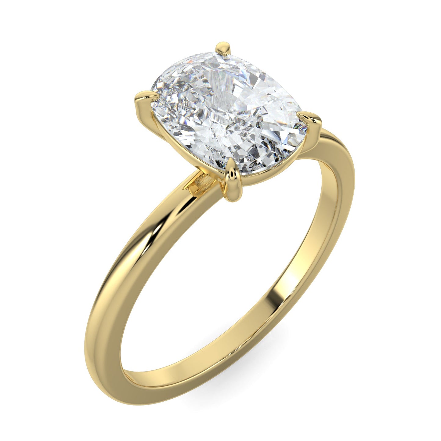 Ava-1.0 Carats Cushion Moissanite Solitaire Engagement Ring