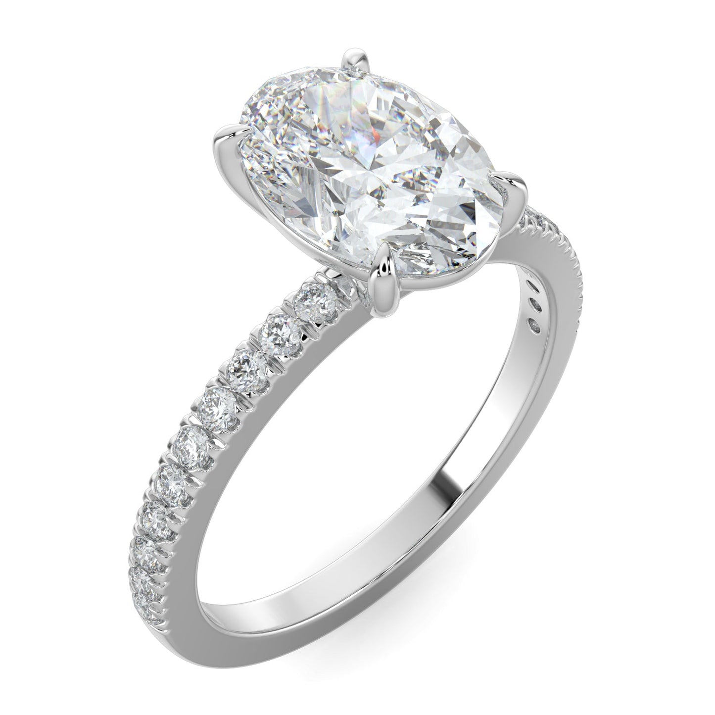 Olivia-2.0 Carats Oval Moissanite Pave Setting Engagement Ring