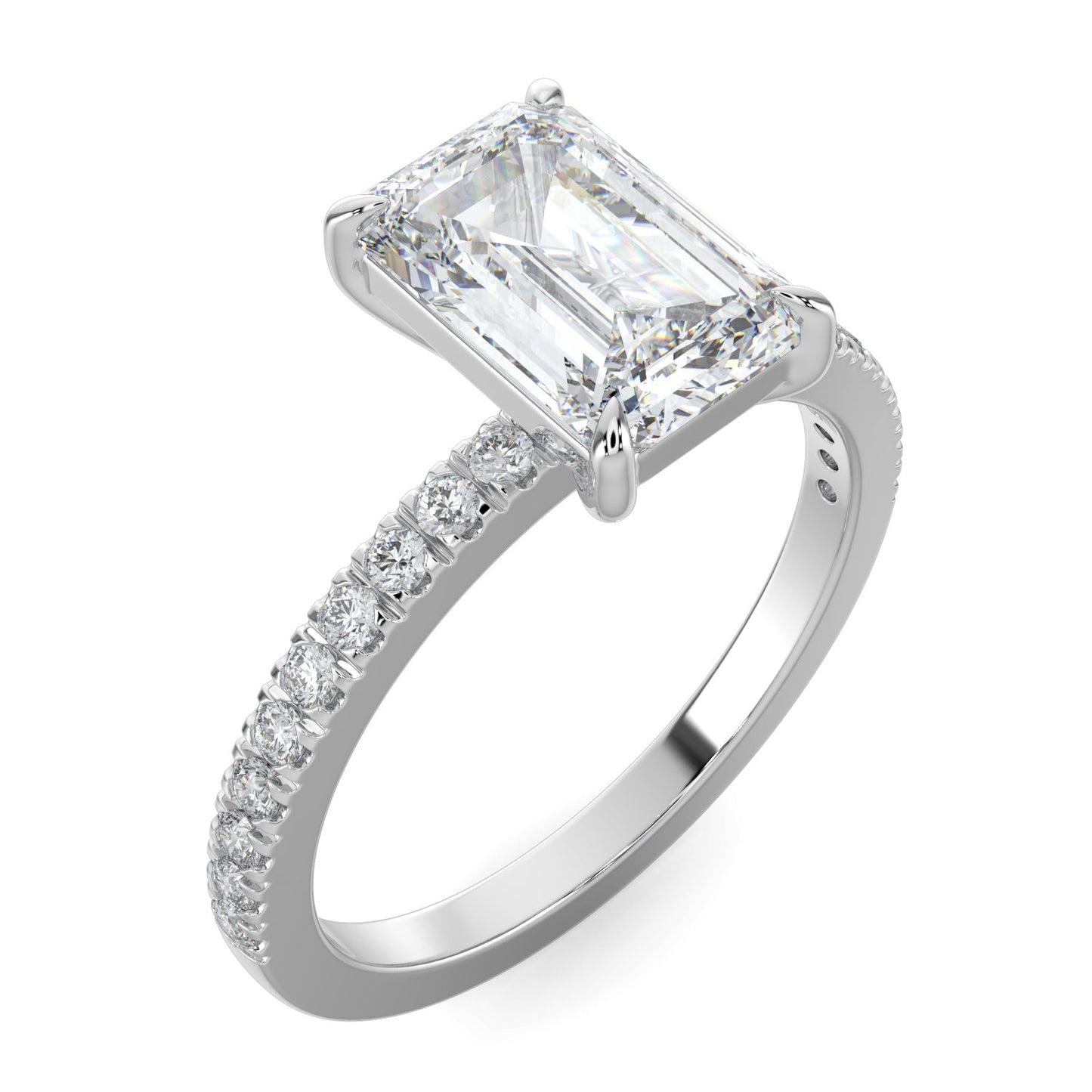 Sadie-1.0 Carats Emerald Moissanite Pave Setting Engagement Ring