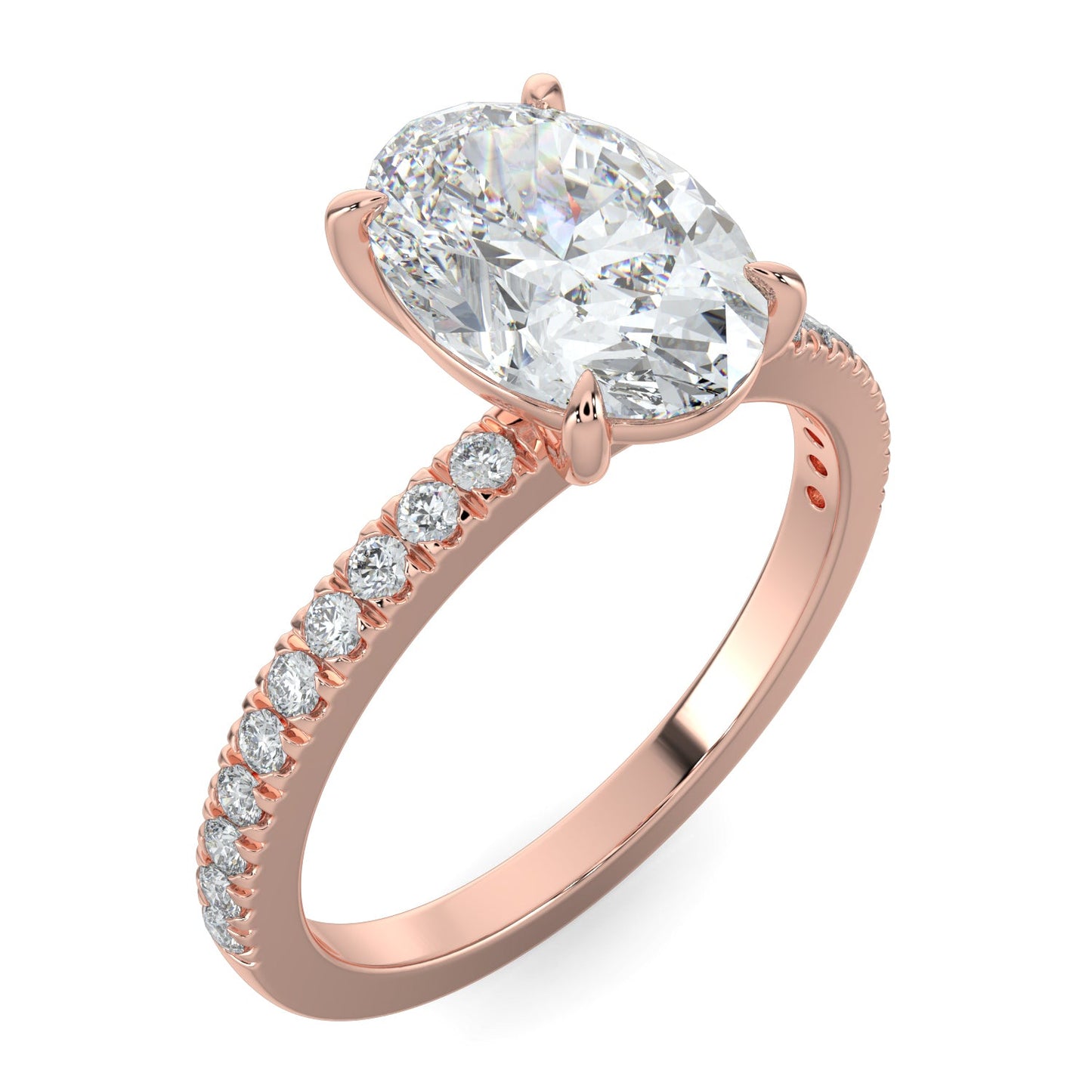 Olivia-2.0 Carats Oval Moissanite Pave Setting Engagement Ring