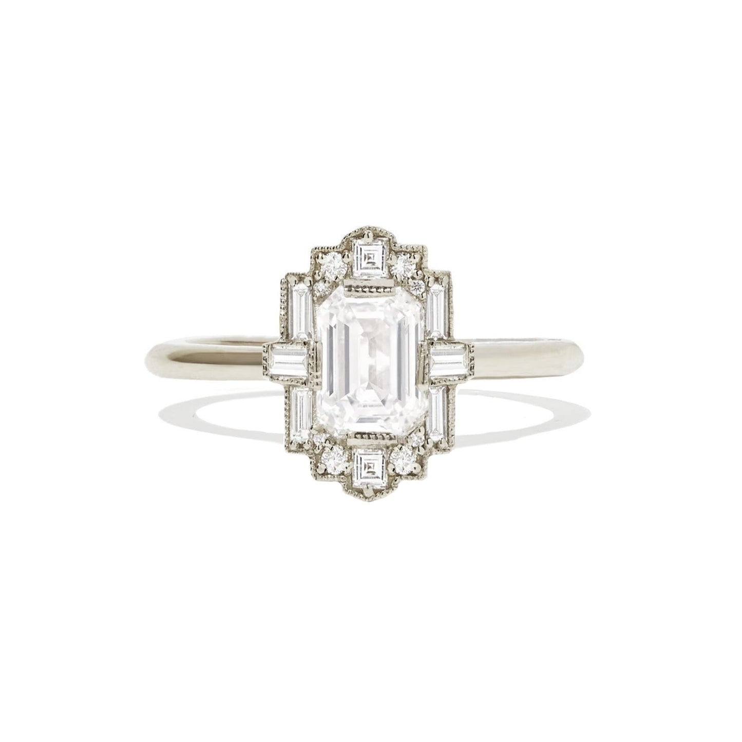 0.80 CT Emerald Shape Art Deco CVD Diamond Engagement Ring