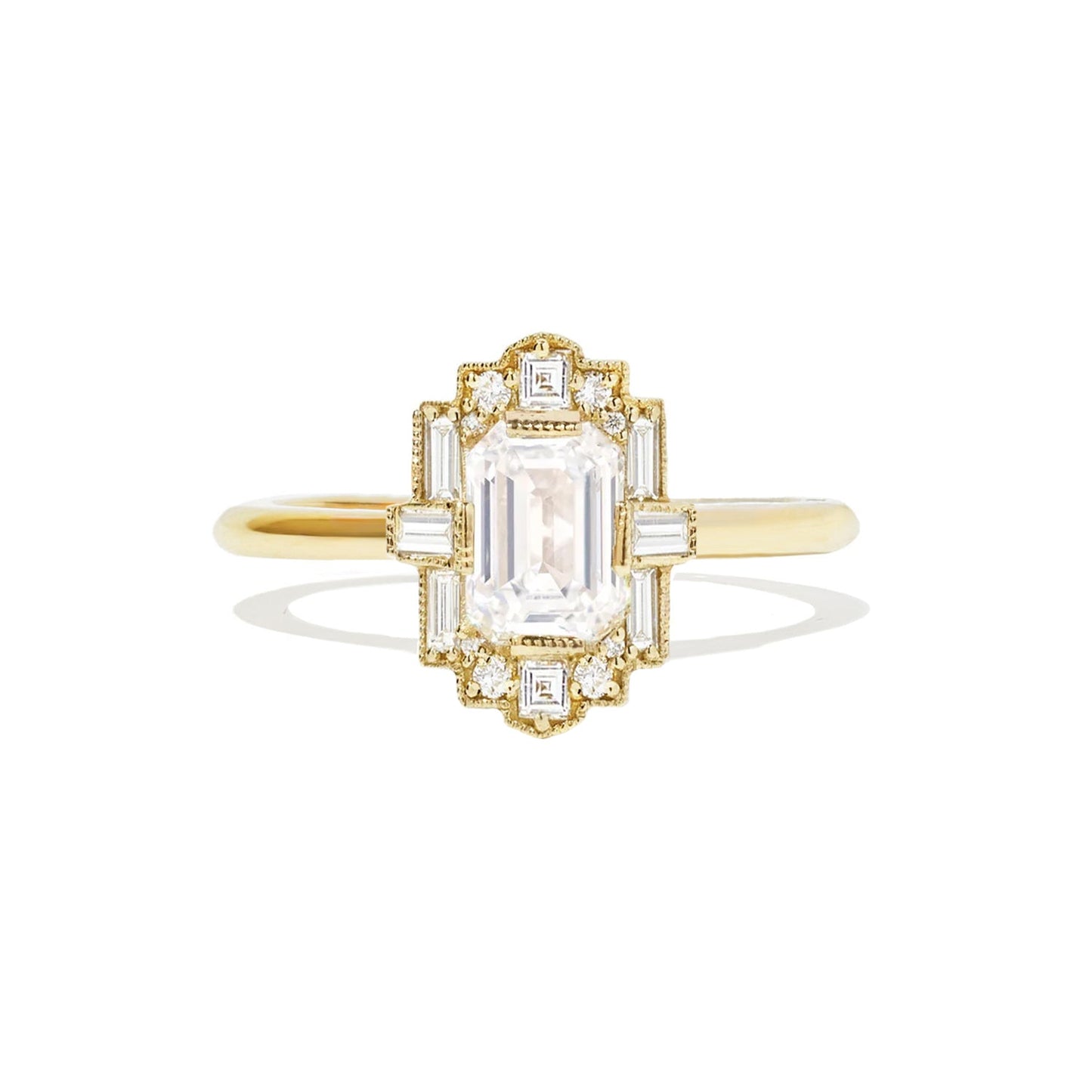 0.80 CT Emerald Shape Art Deco CVD Diamond Engagement Ring