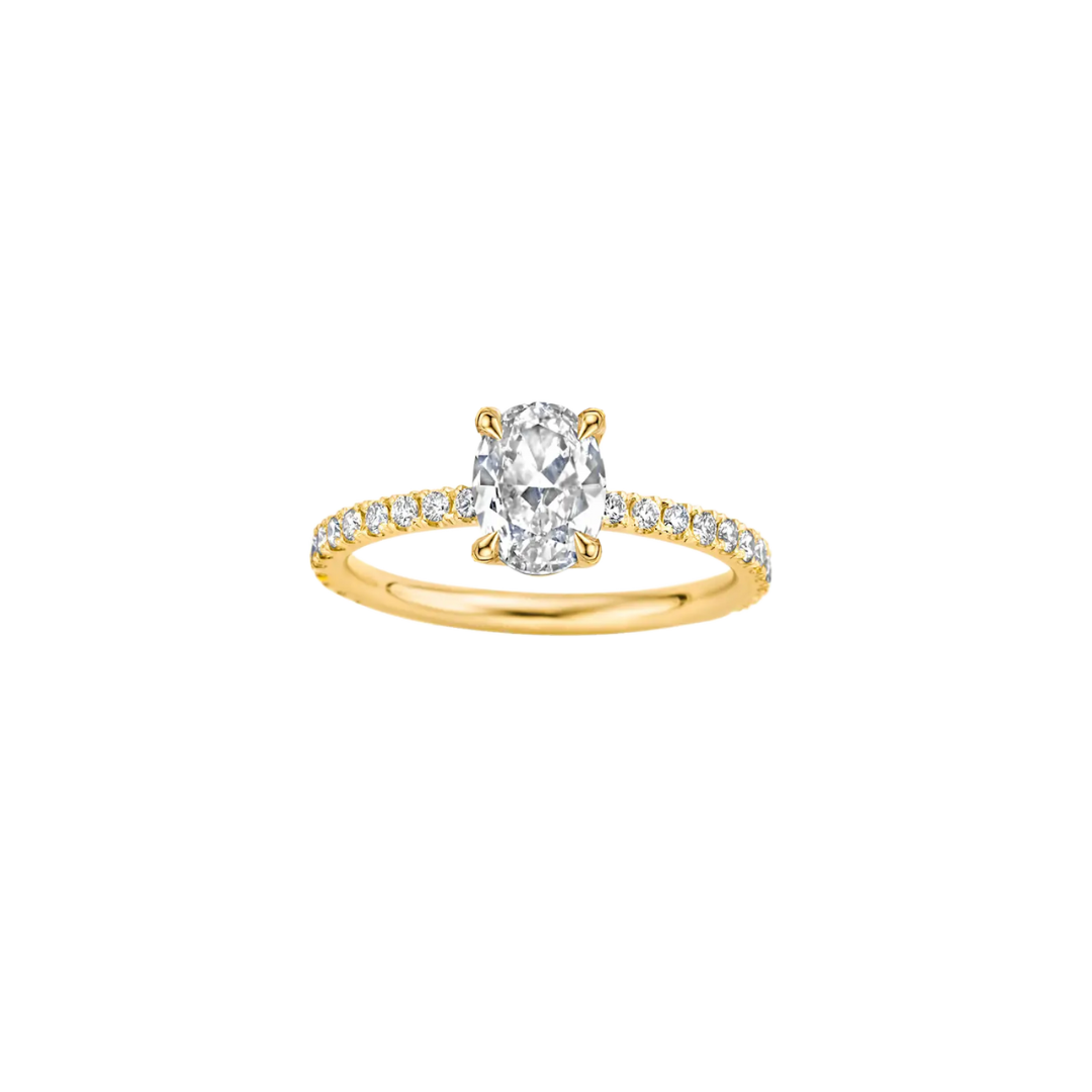 1.20 CT Oval Diamond Pave Settings Engagement Ring