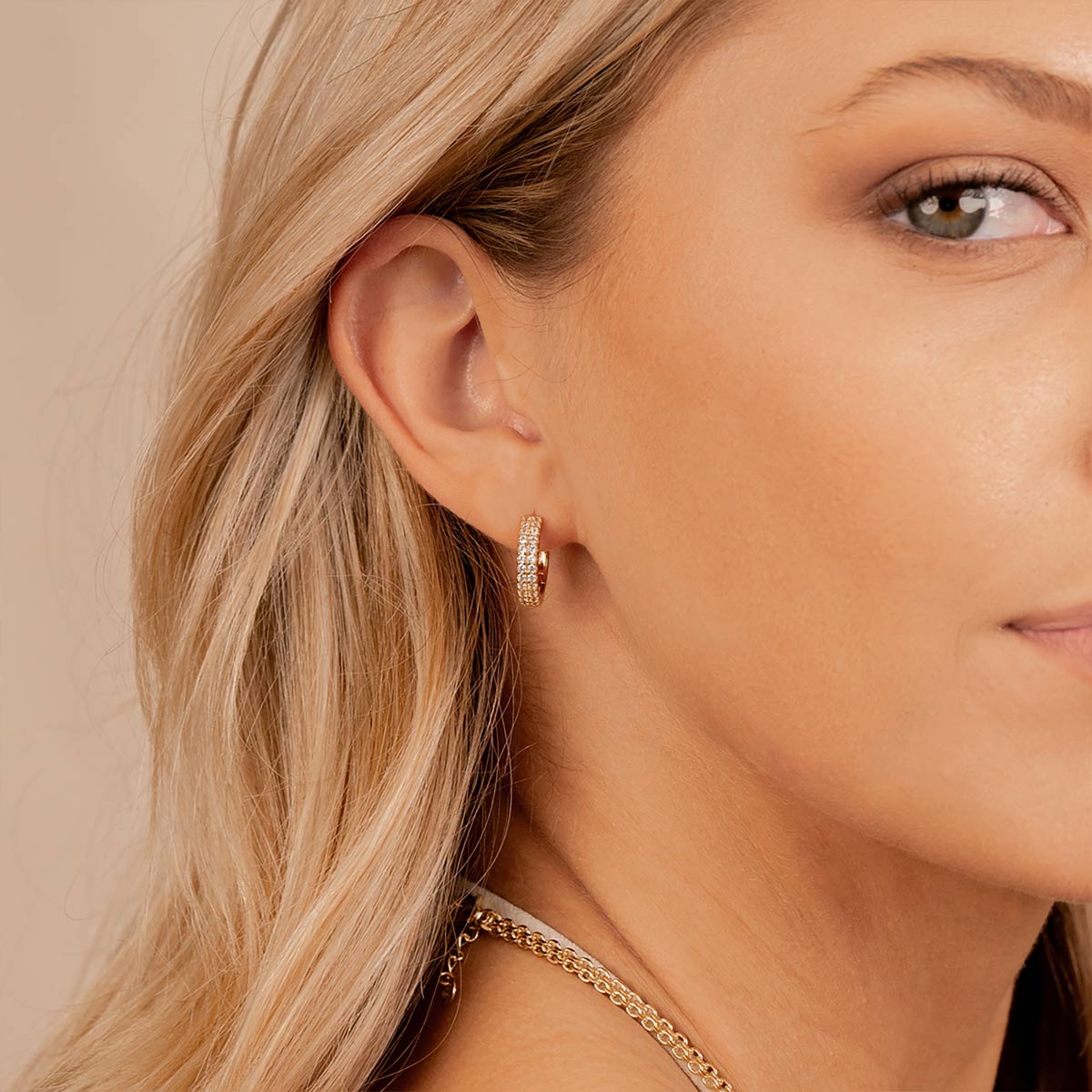 Avery- 0.15 CT Round Moissanite Hoop Stud Earrings