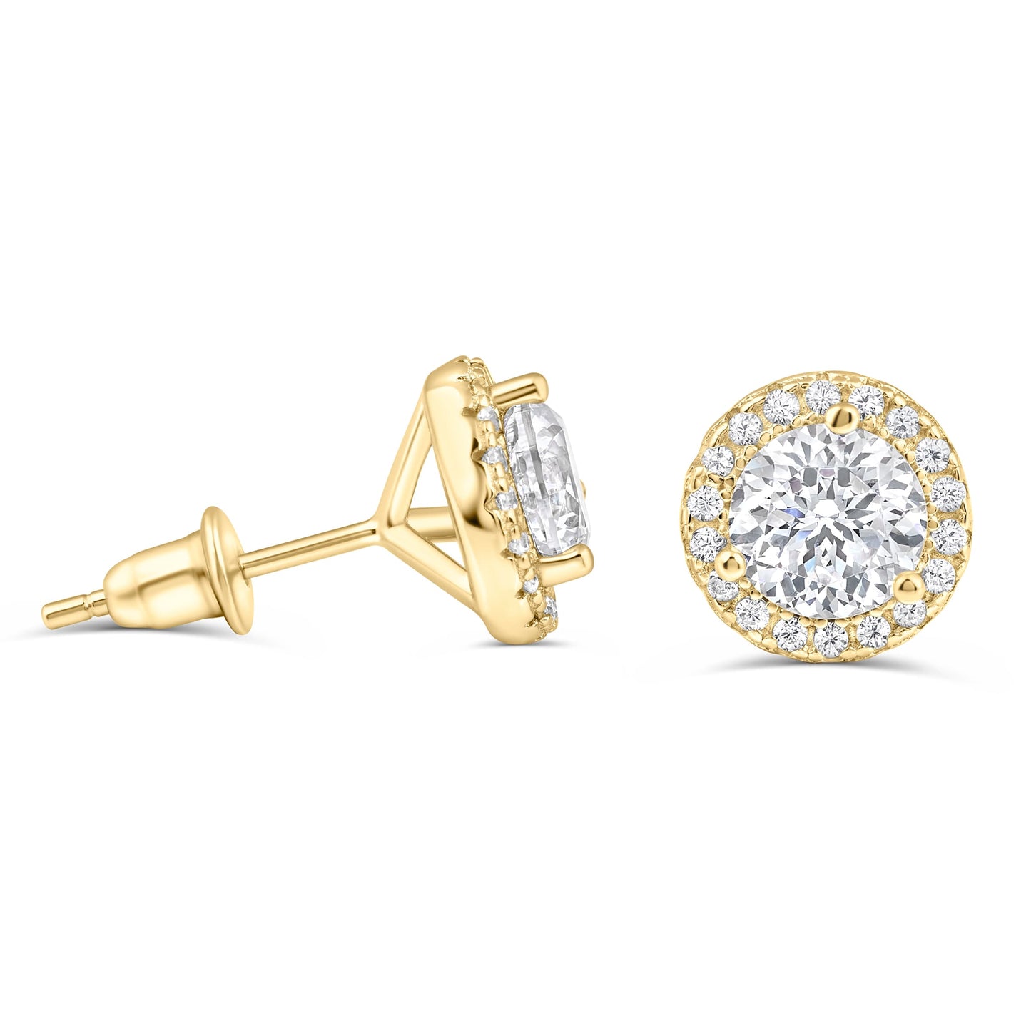 Layla- 1.50 CT Round Moissanite Halo Stud Earrings