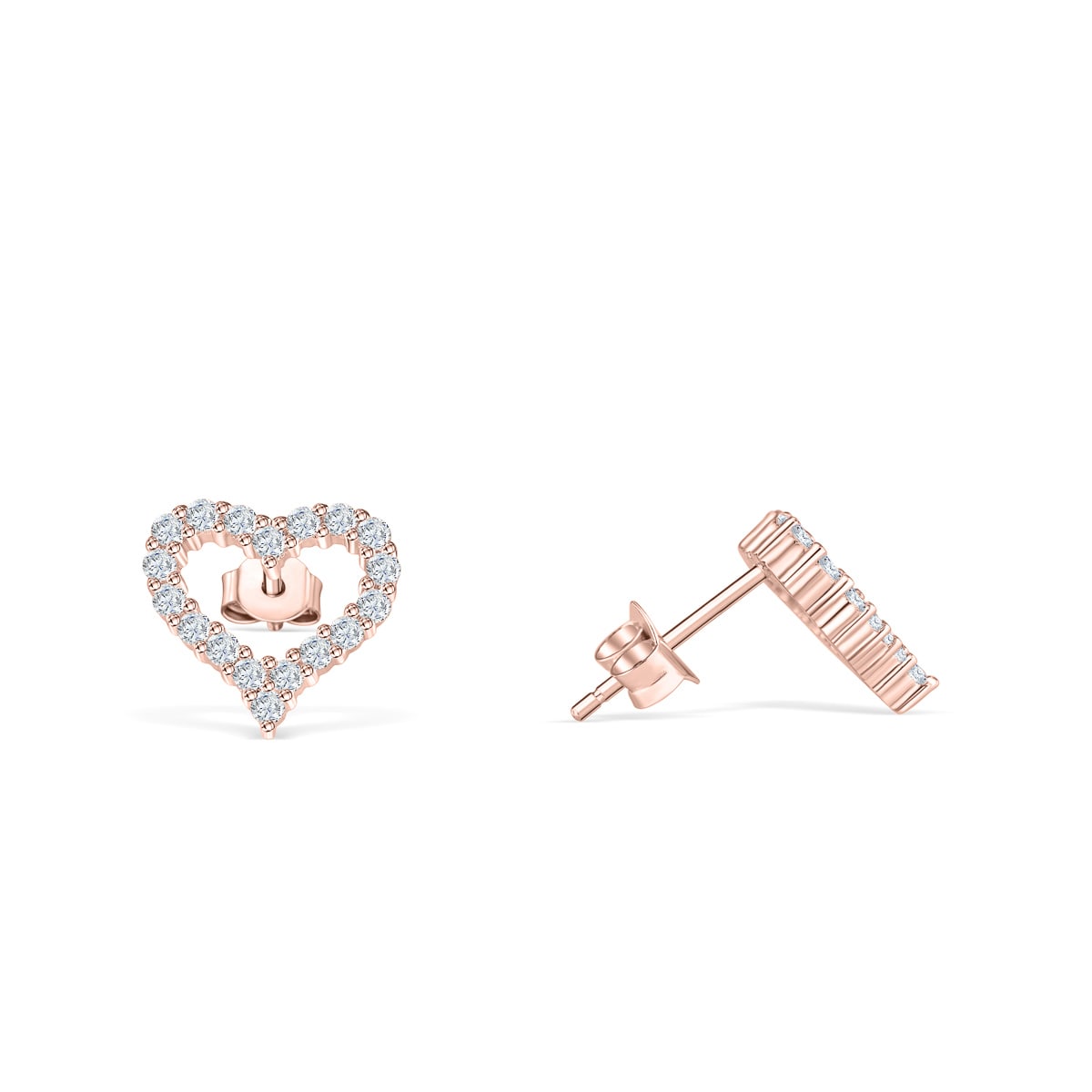 Luna- 1.0 CT Round Moissanite Heart Stud Earrings