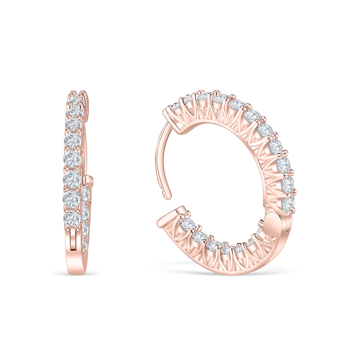 Aria- 0.15 TCW Round Moissanite Hoop Stud Earrings