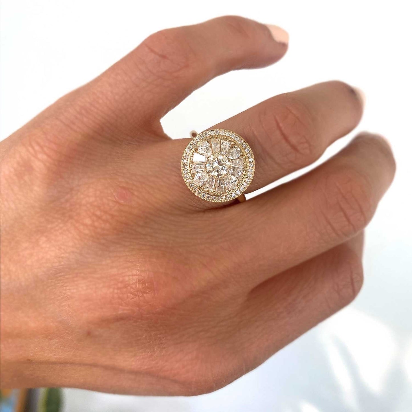 0.38 CT Round Shape CVD Diamond Vintage Engagement Ring