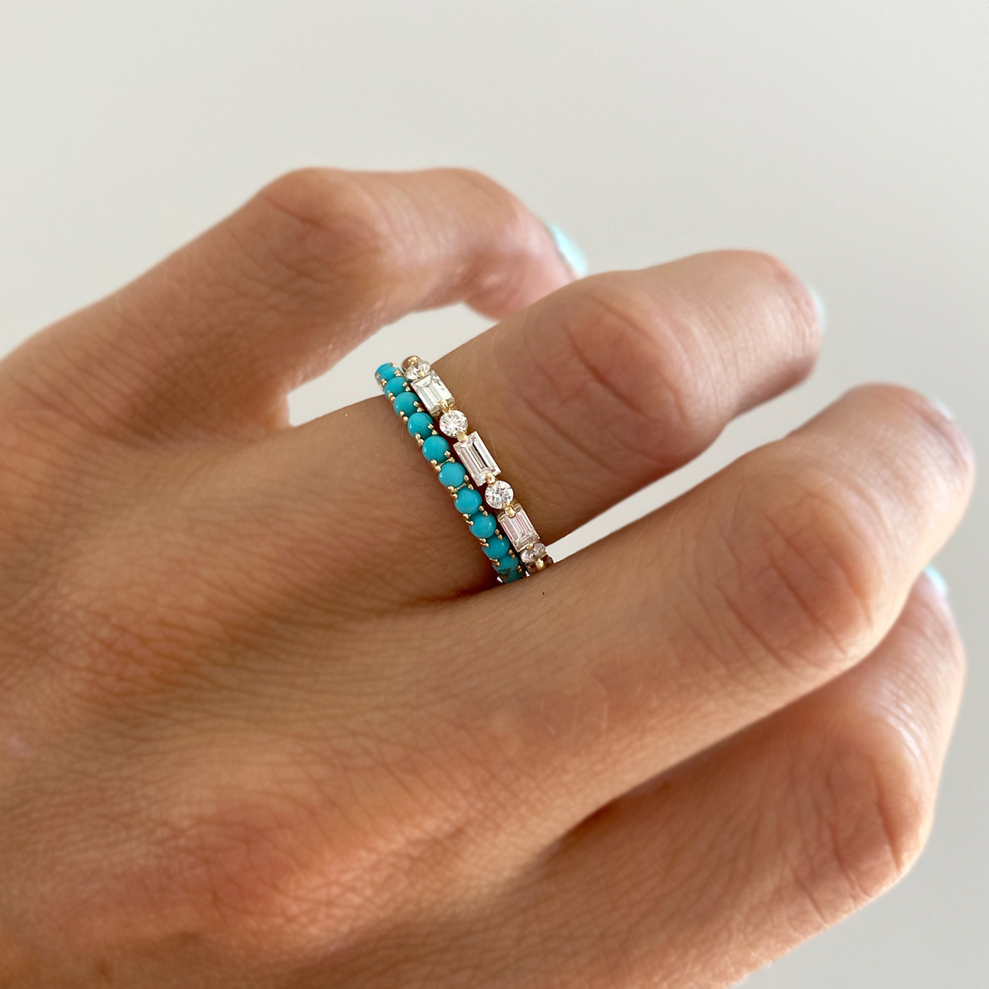 0.52 TCW Round and Baguette Eternity Wedding Band