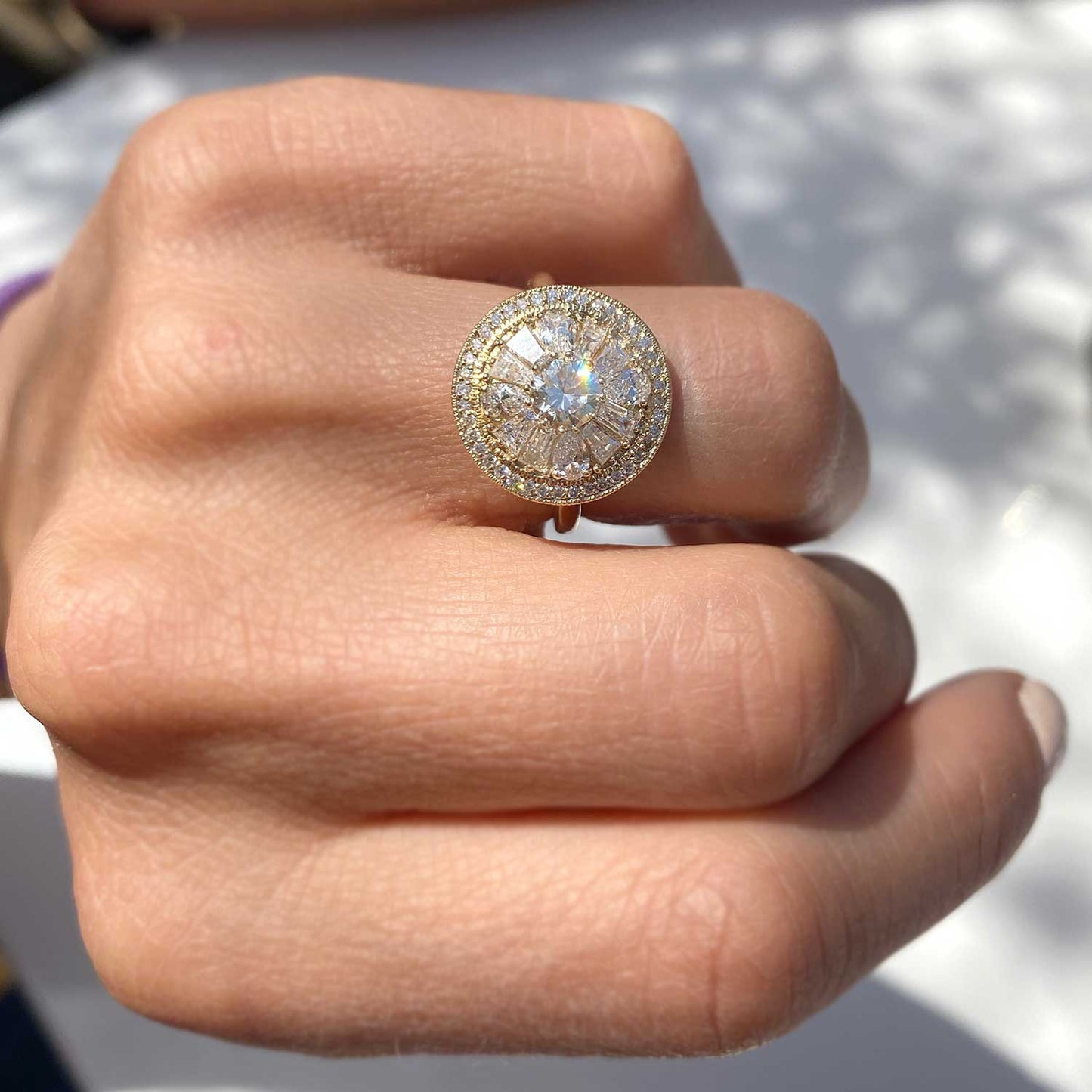 0.38 CT Round Shape CVD Diamond Vintage Engagement Ring
