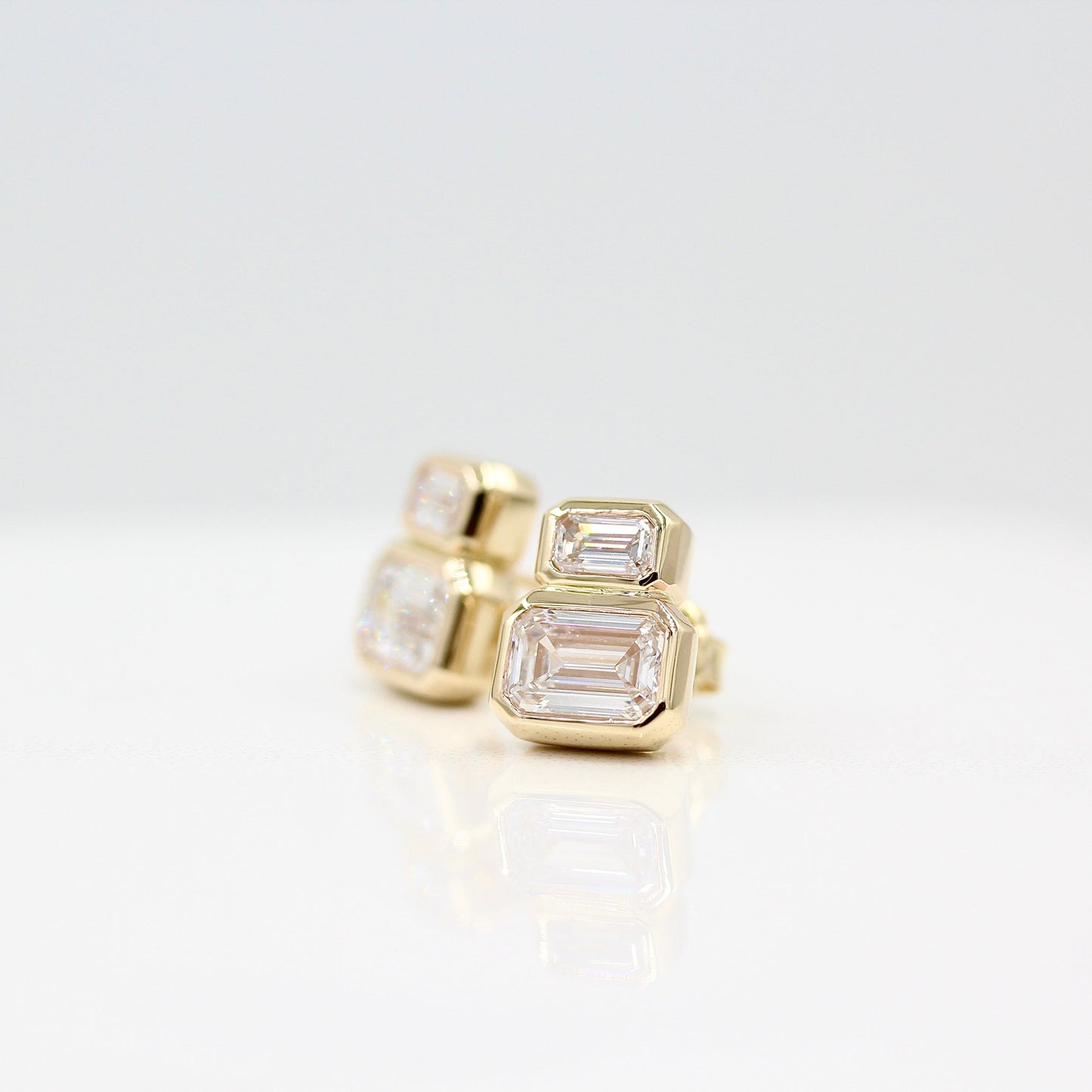 Ariana- 1.0 CT Emerald Moissanite Bezel Stud Earrings