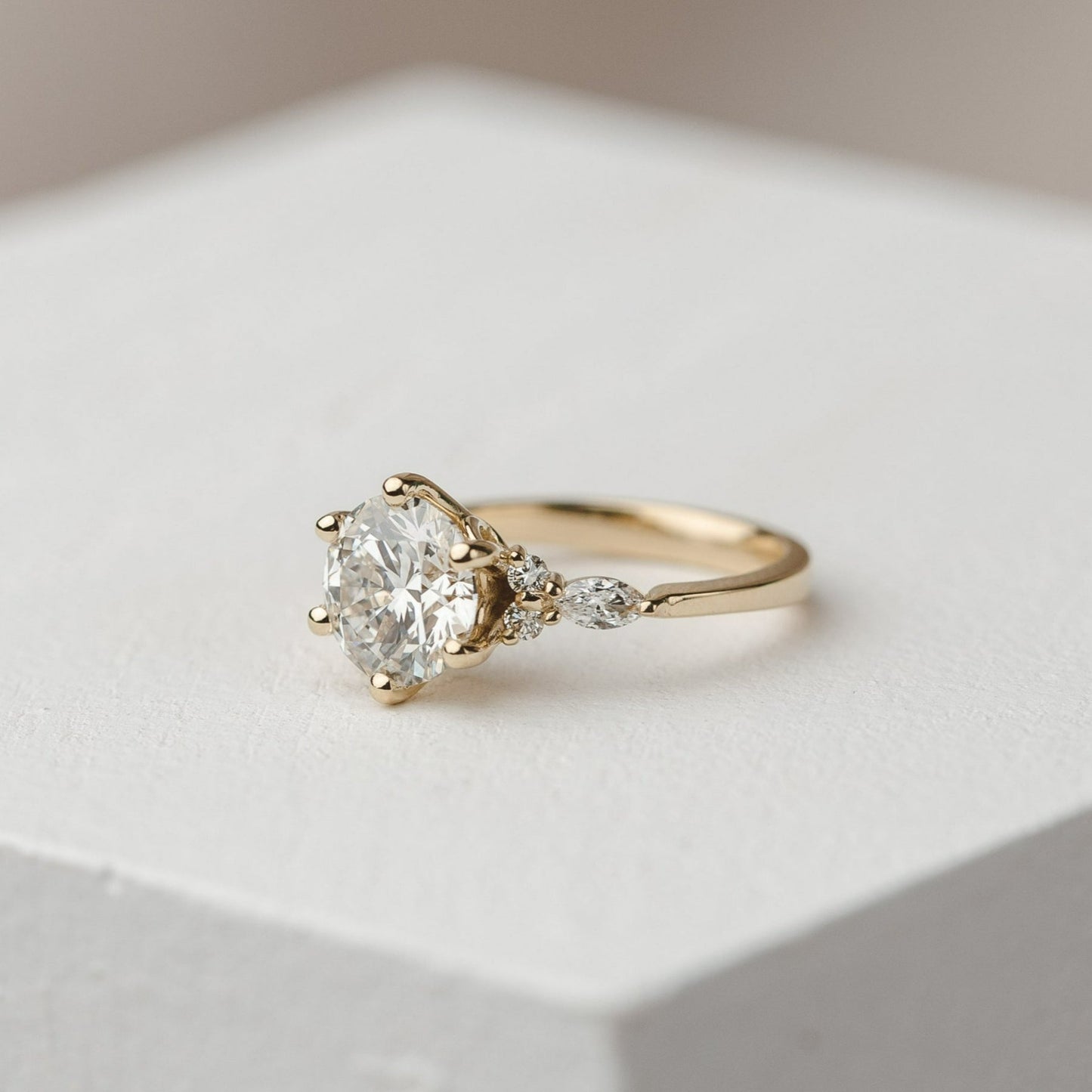 Harley-1.20 Carats Round Moissanite Cluster Engagement Ring