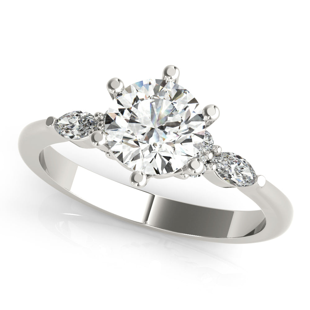 Harley-1.20 Carats Round Moissanite Cluster Engagement Ring
