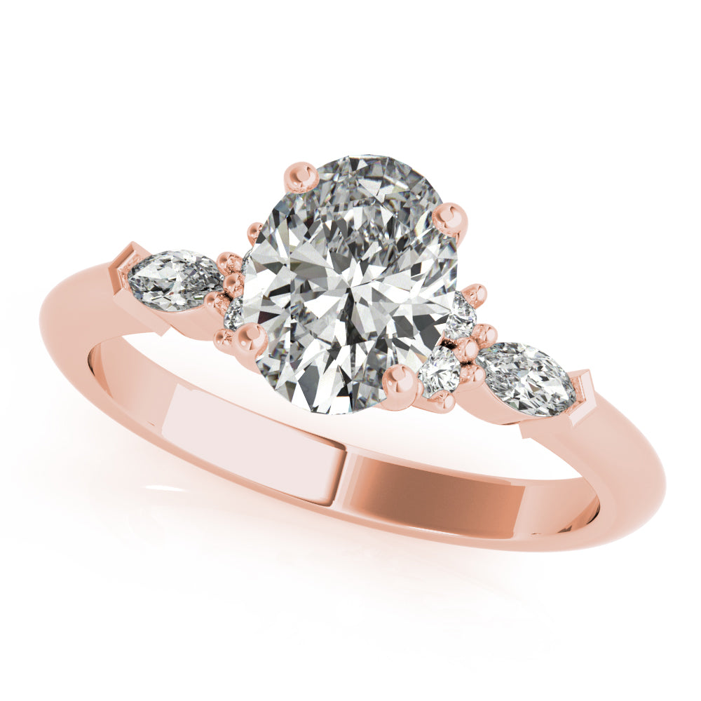 Chelsea-1.0 Carats Oval Moissanite Cluster Engagement Ring