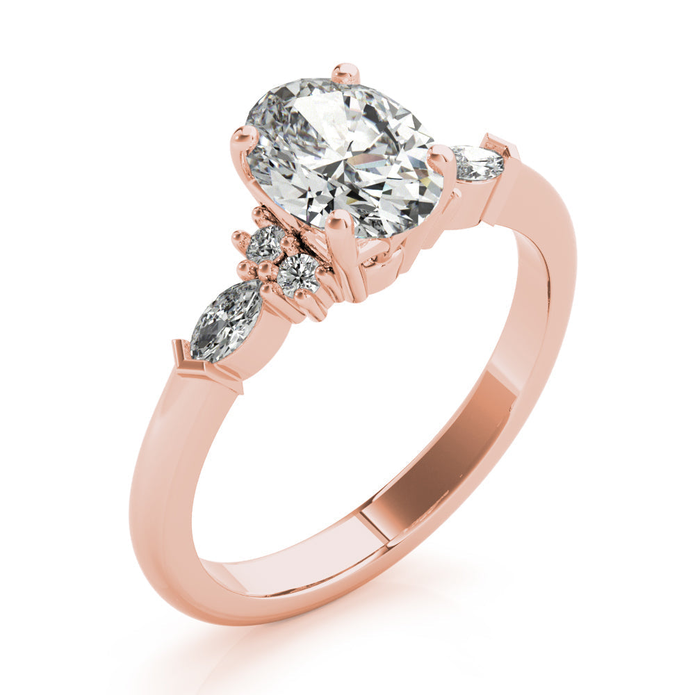 Chelsea-1.0 Carats Oval Moissanite Cluster Engagement Ring