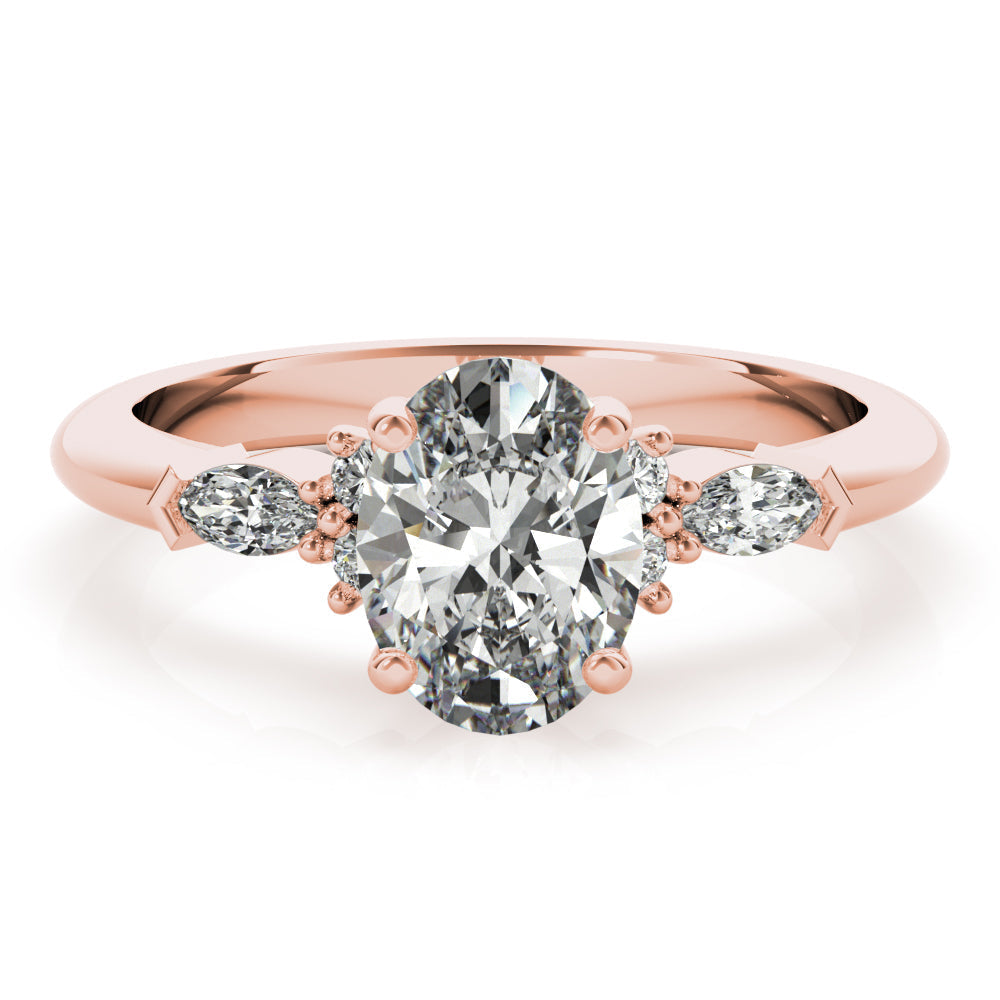 Chelsea-1.0 Carats Oval Moissanite Cluster Engagement Ring