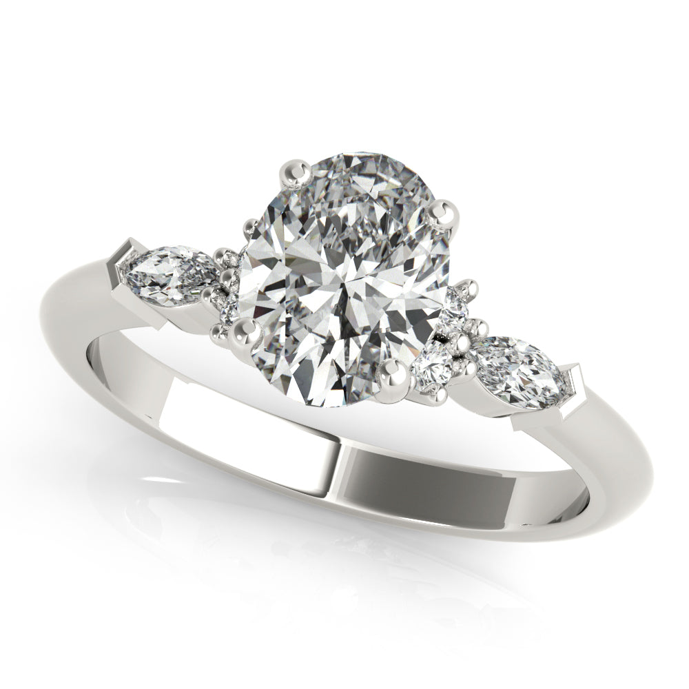 Chelsea-1.0 Carats Oval Moissanite Cluster Engagement Ring