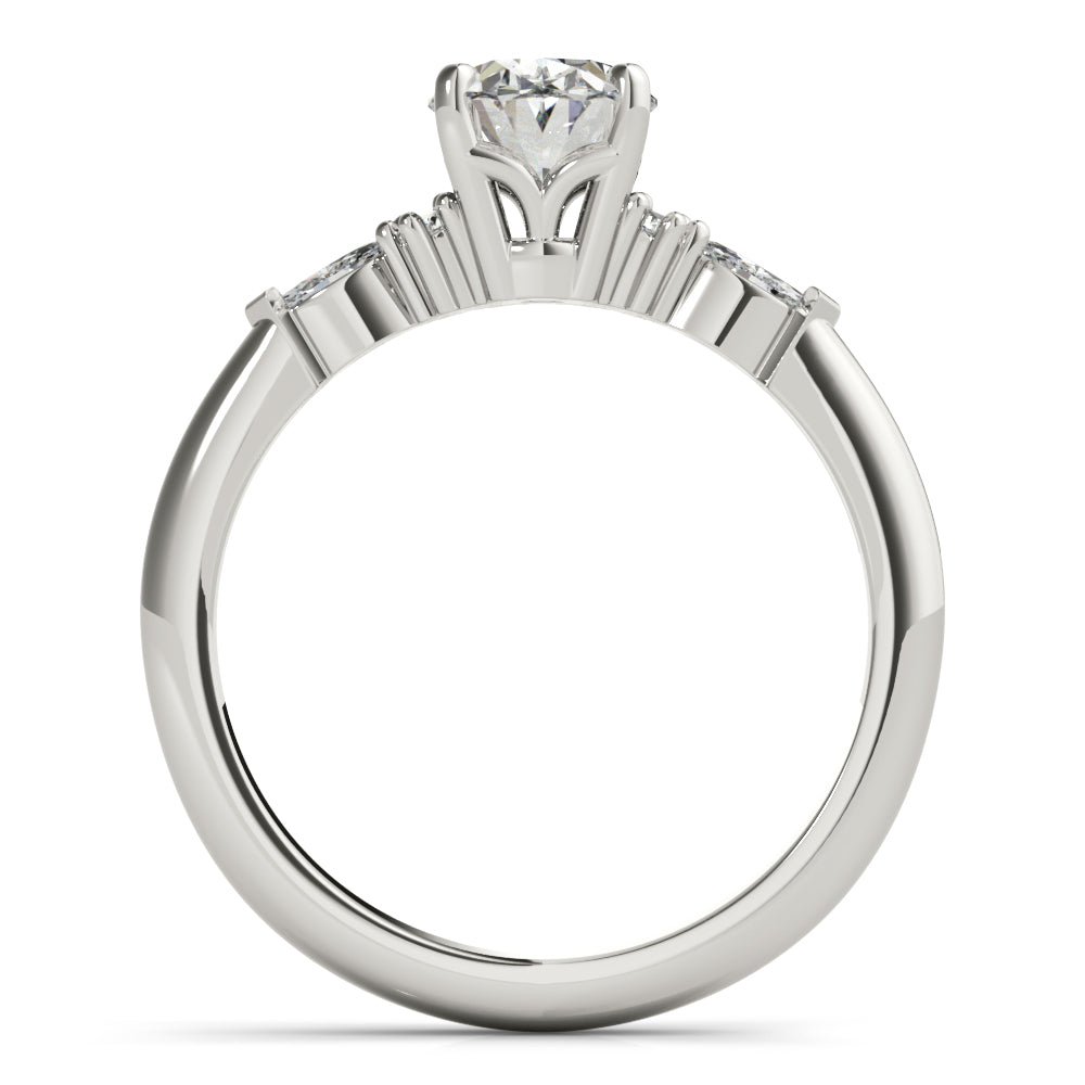 Chelsea-1.0 Carats Oval Moissanite Cluster Engagement Ring