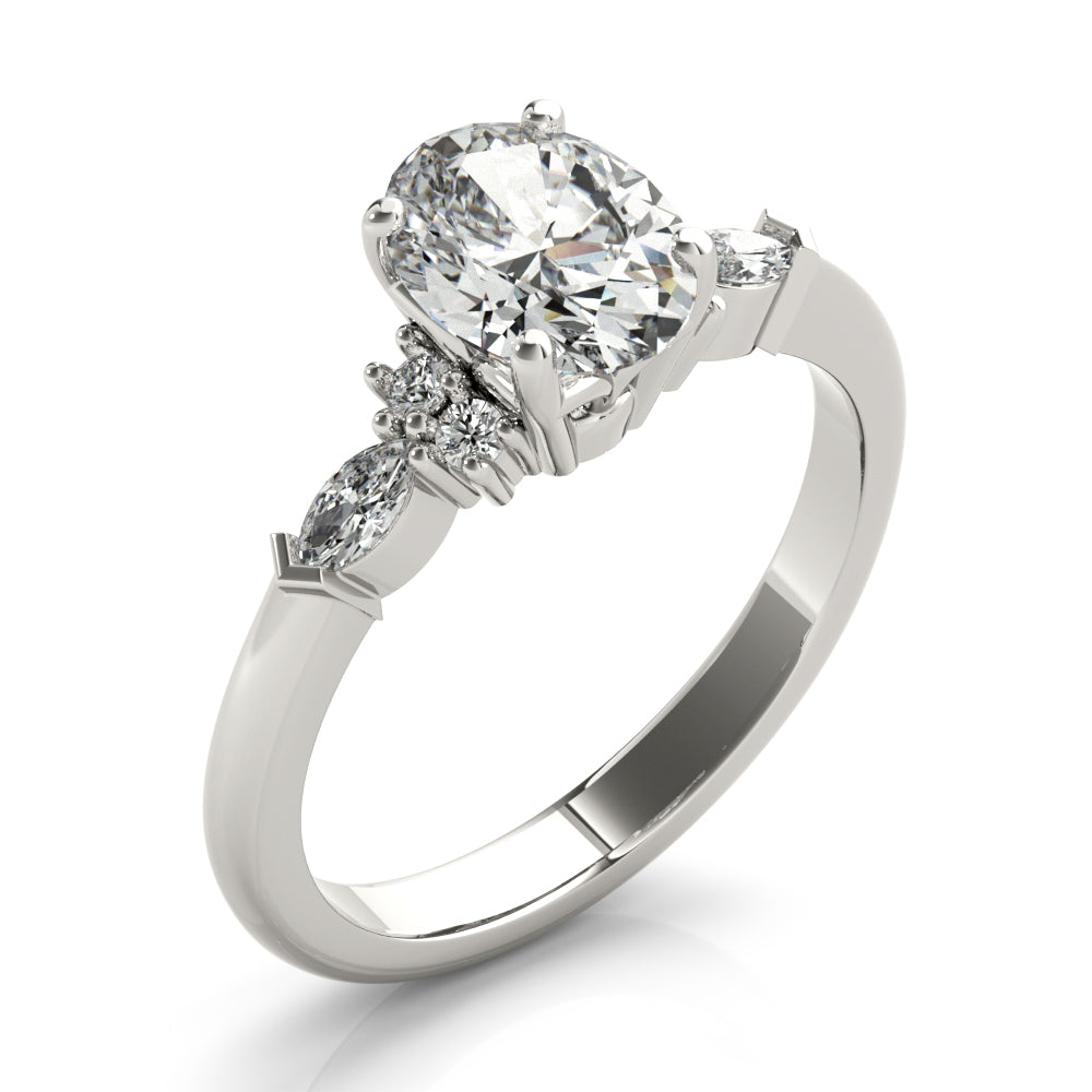 Chelsea-1.0 Carats Oval Moissanite Cluster Engagement Ring