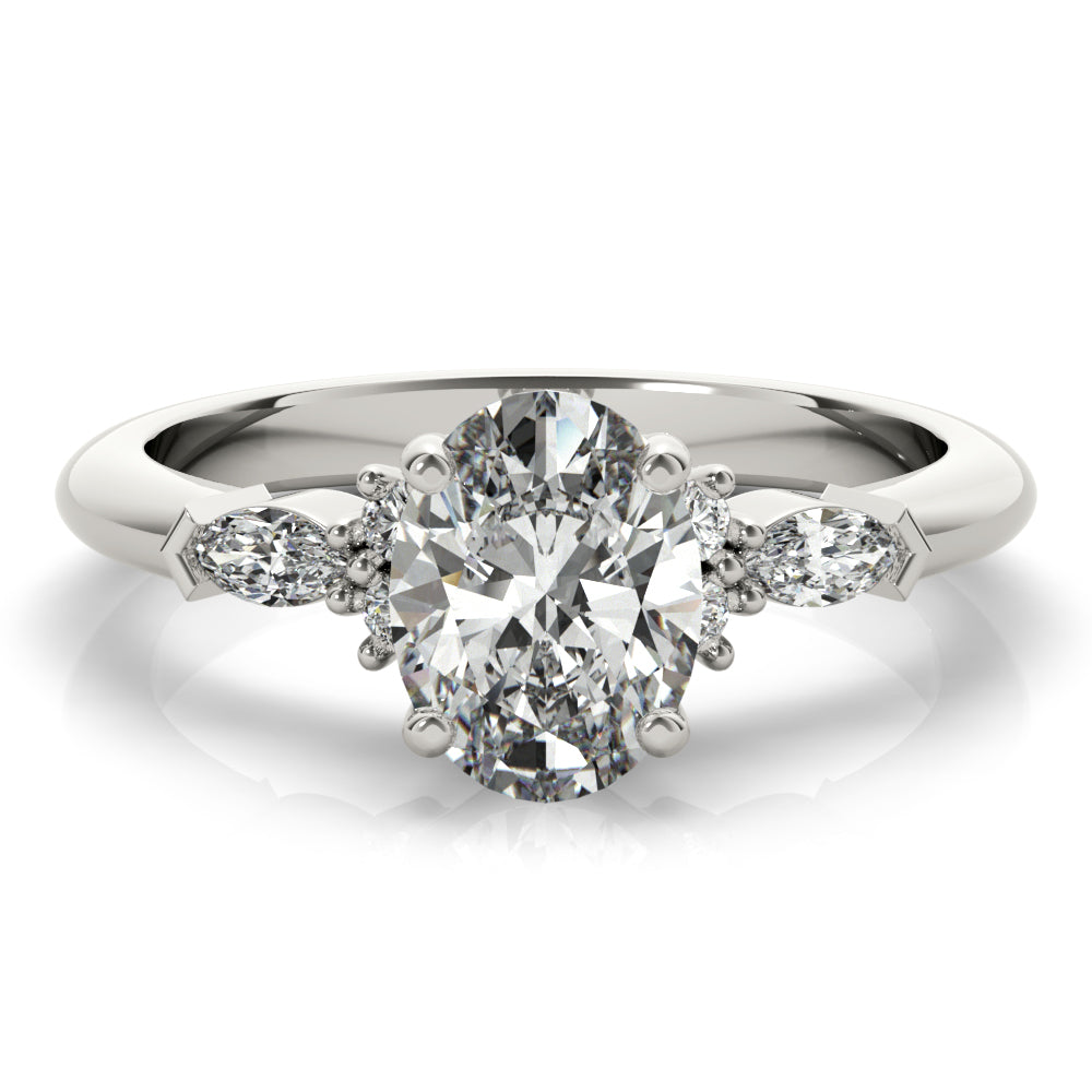 Chelsea-1.0 Carats Oval Moissanite Cluster Engagement Ring