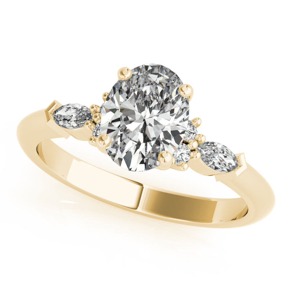 Chelsea-1.0 Carats Oval Moissanite Cluster Engagement Ring