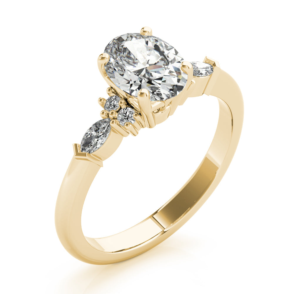 Chelsea-1.0 Carats Oval Moissanite Cluster Engagement Ring