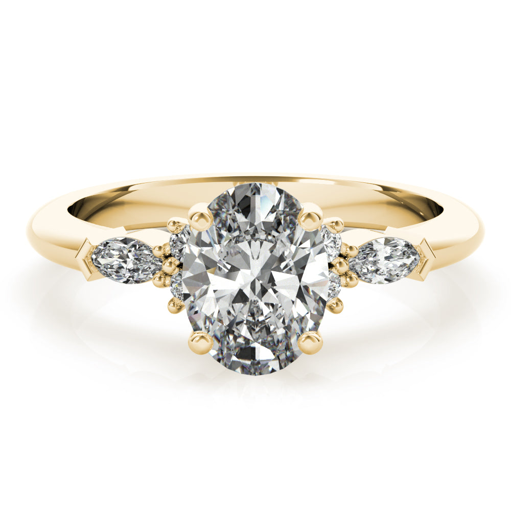 Chelsea-1.0 Carats Oval Moissanite Cluster Engagement Ring