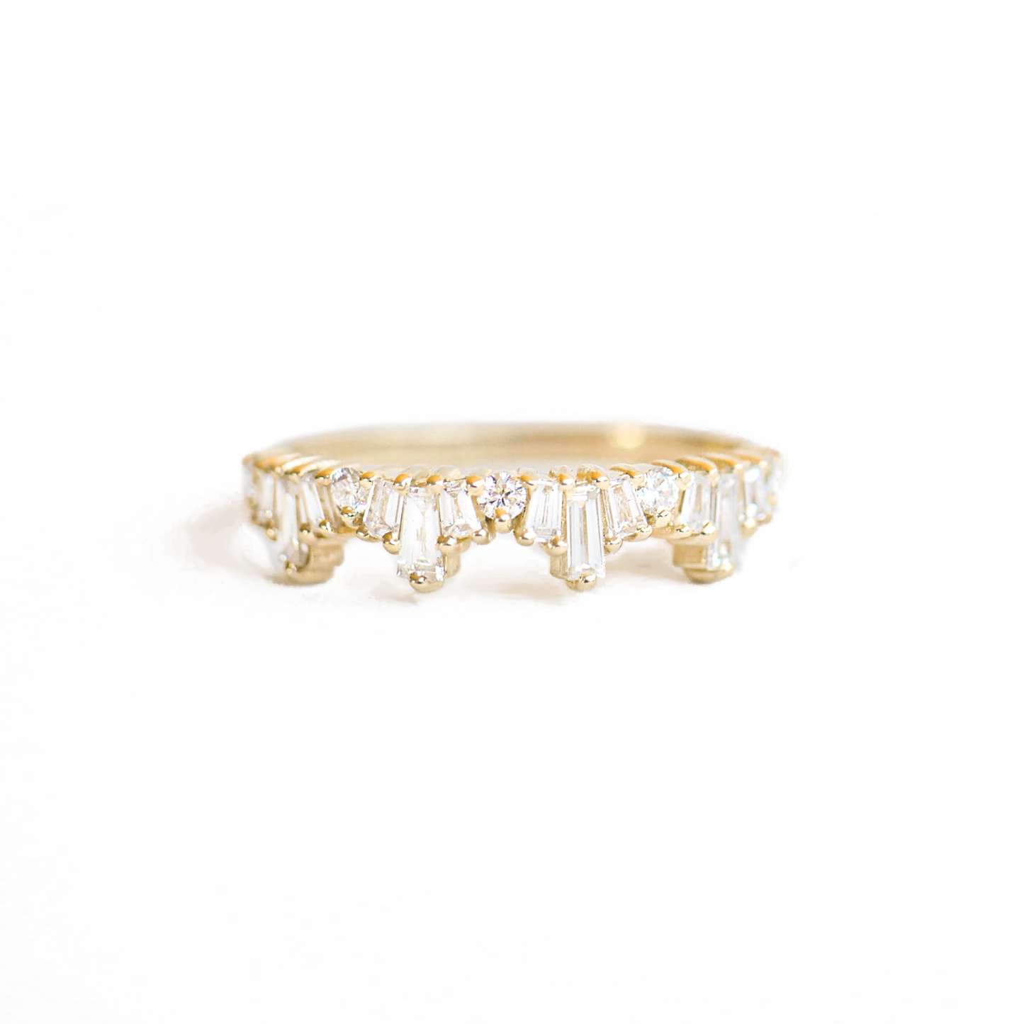 0.53 TCW Baguette and Round Cluster Eternity Wedding Band