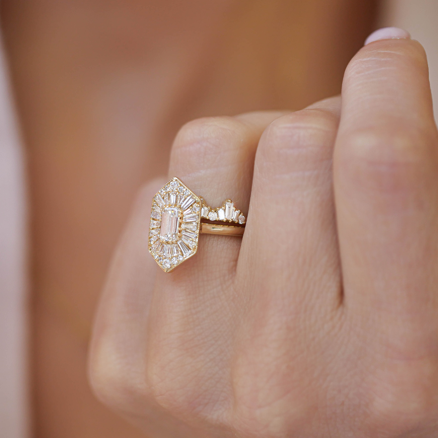 0.53 TCW Baguette and Round Cluster Eternity Wedding Band