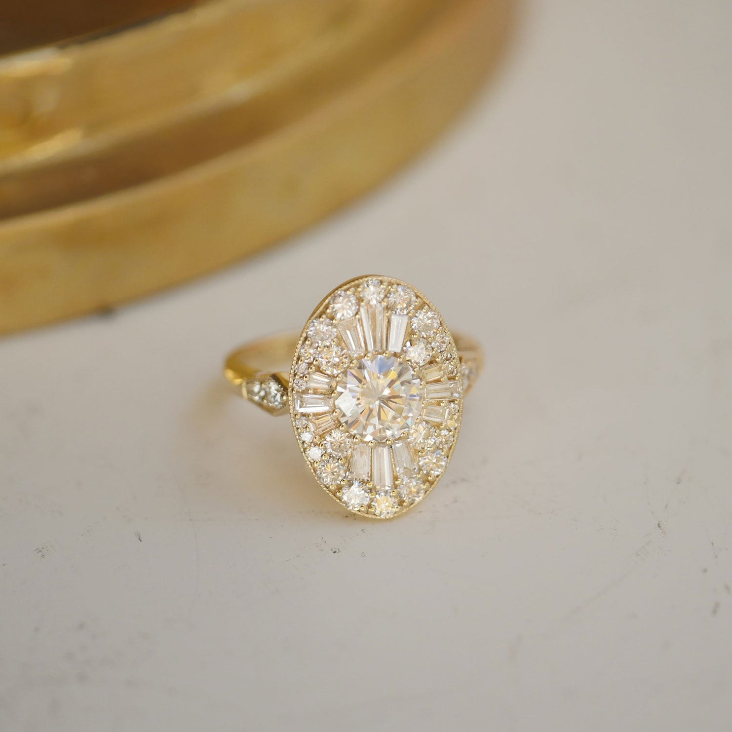 1.0 CT Round Shape Ballerina CVD Diamond Engagement Ring