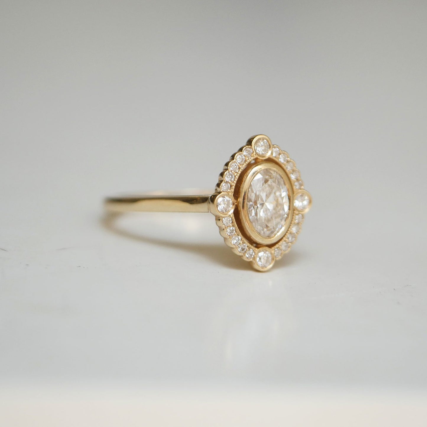 0.75 CT Oval Shape CVD Diamond vintage Setting Engagement Ring