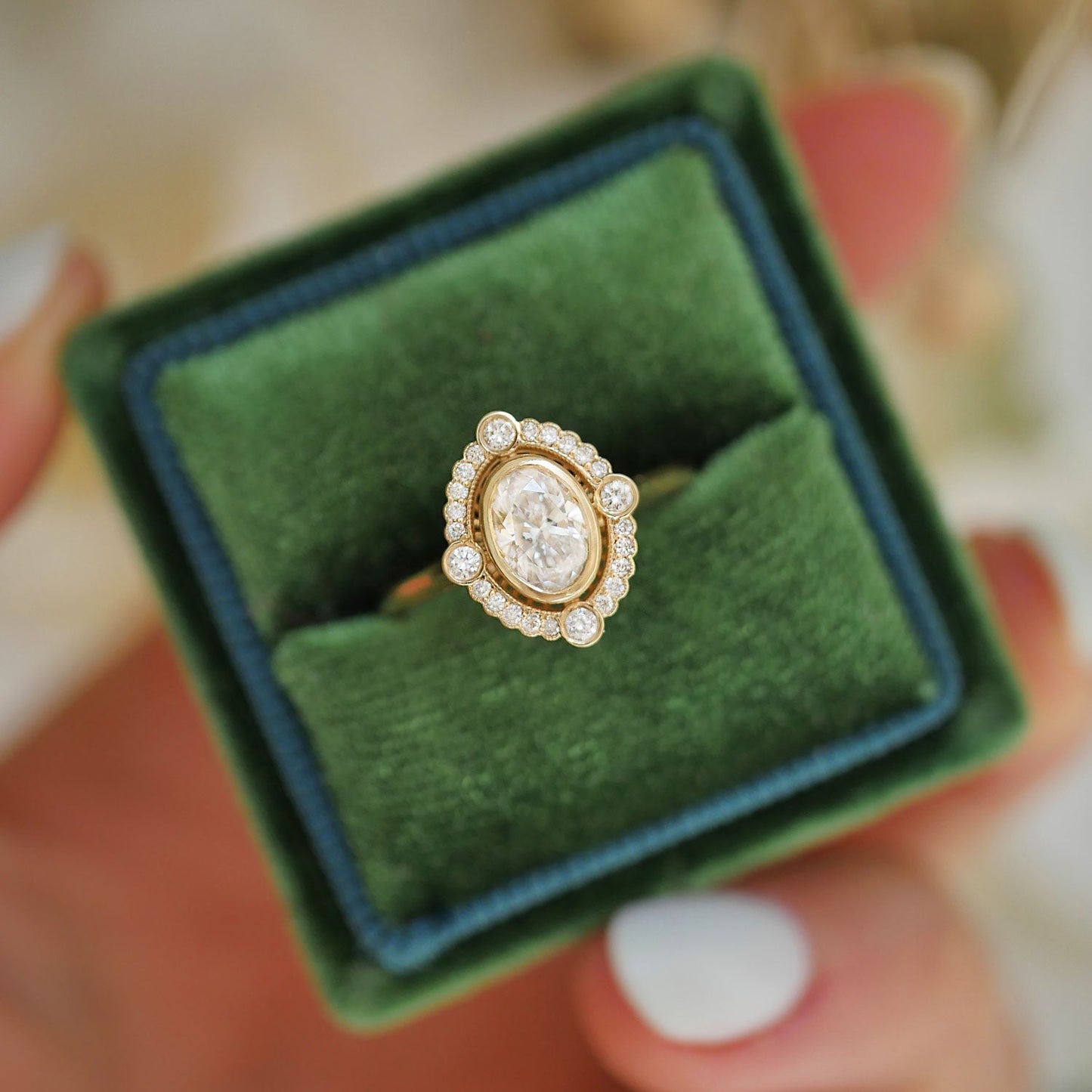 0.75 CT Oval Shape CVD Diamond vintage Setting Engagement Ring
