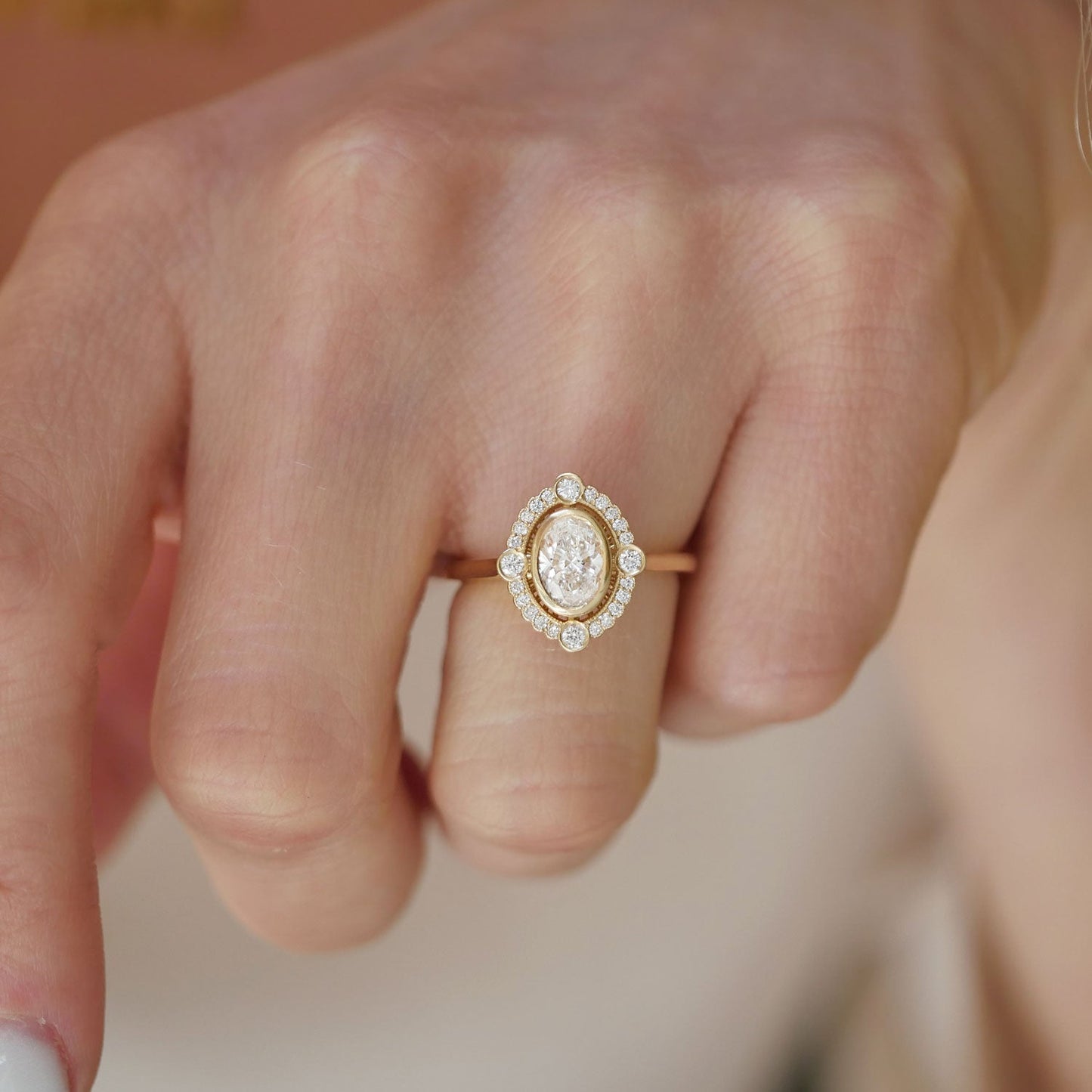 0.75 CT Oval Shape CVD Diamond vintage Setting Engagement Ring