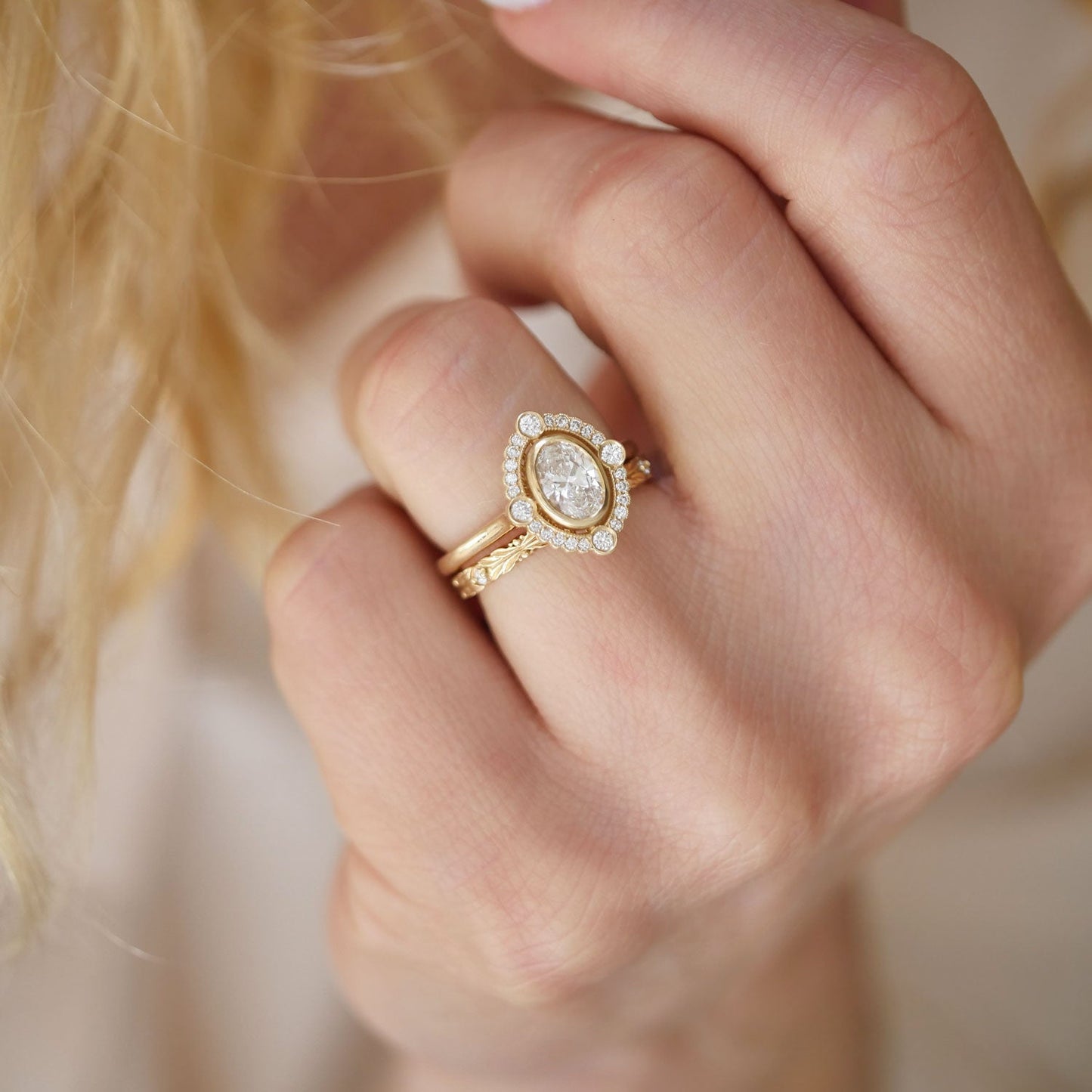 0.75 CT Oval Shape CVD Diamond vintage Setting Engagement Ring
