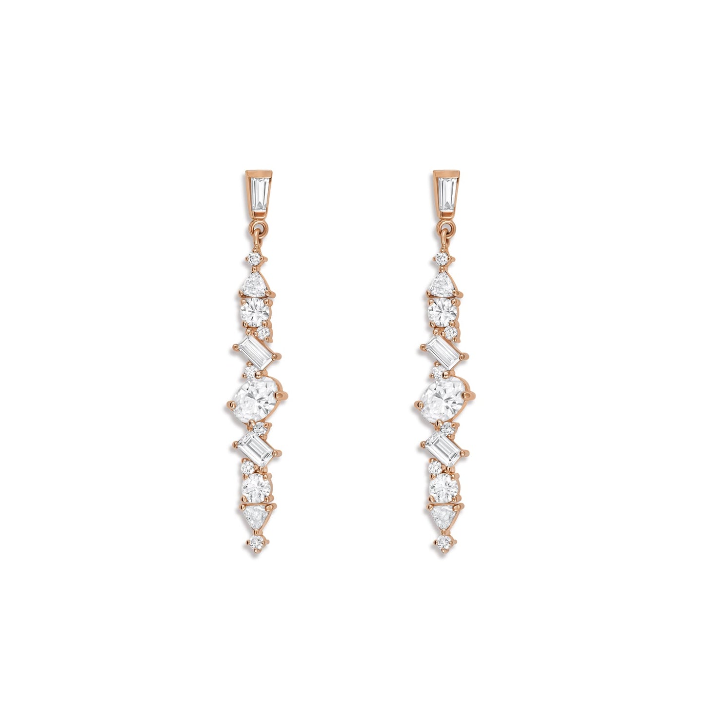 1.0 CT Trillion, Round, Baguette, and Oval Moissanite prong setting Earrings