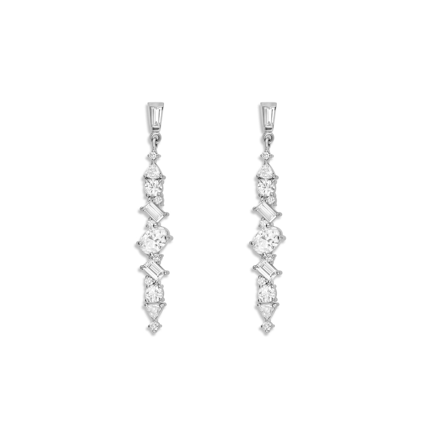 1.0 CT Trillion, Round, Baguette, and Oval Moissanite prong setting Earrings