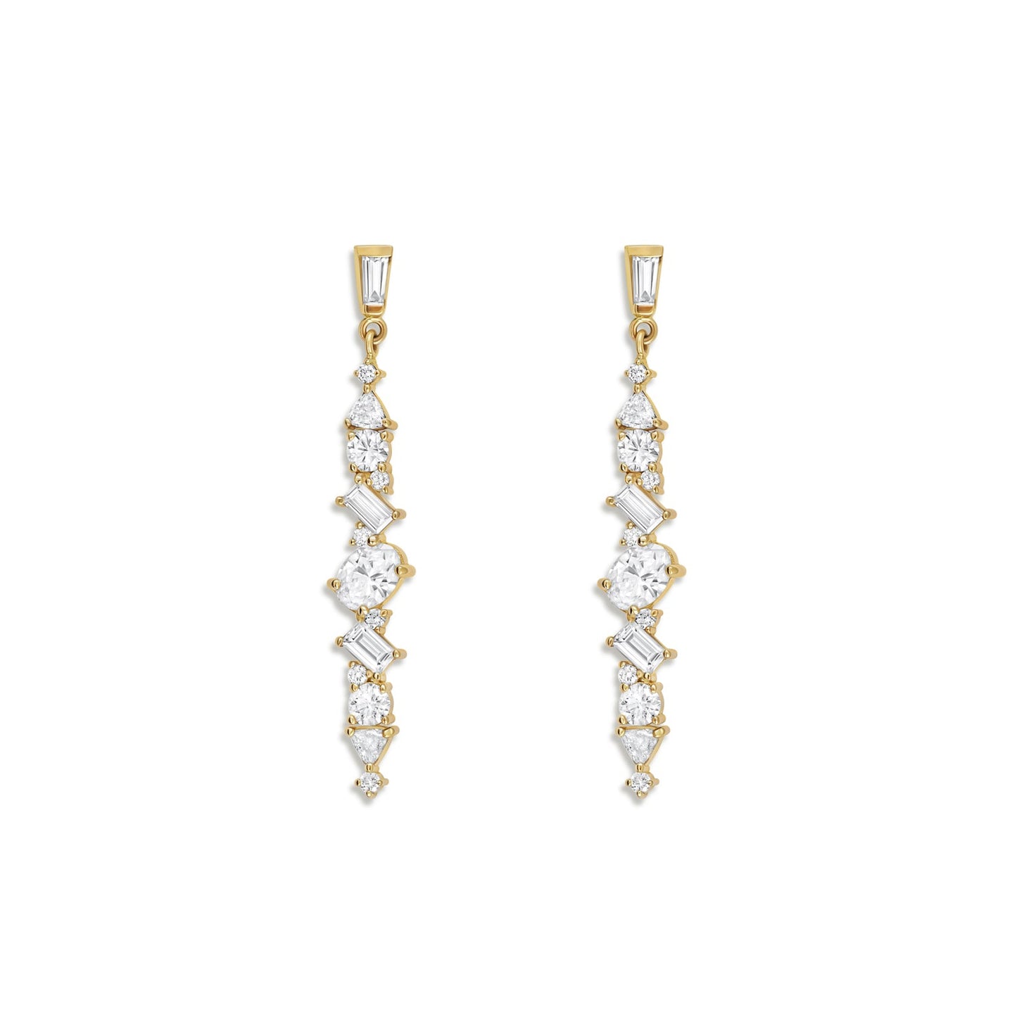 1.0 CT Trillion, Round, Baguette, and Oval Moissanite prong setting Earrings
