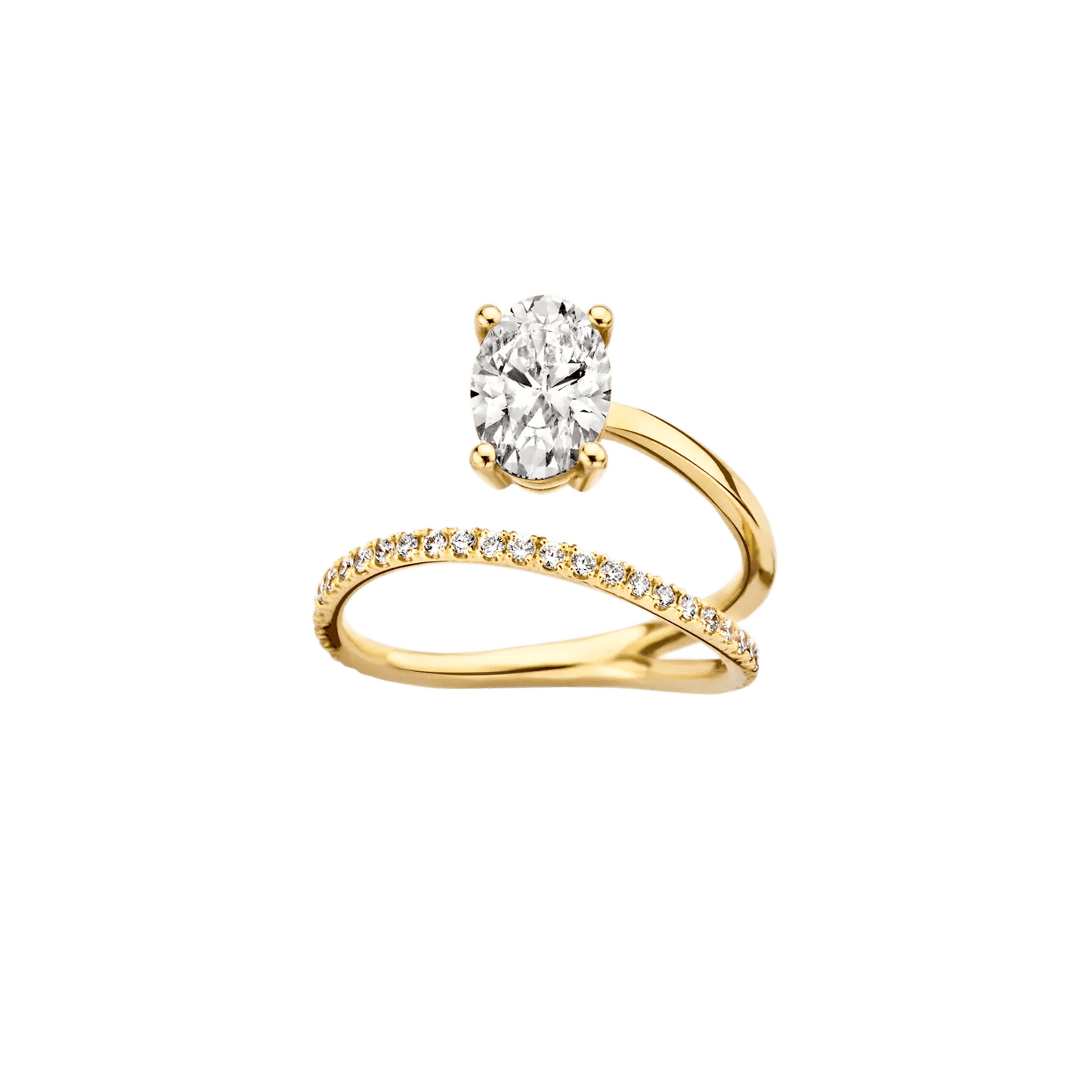 1.24 CT Oval Diamond Swirl Pave Engagement Ring