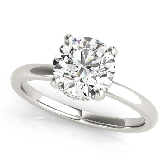 Isabel-1.5 Carats Round Moissanite Hidden Halo Engagement Ring