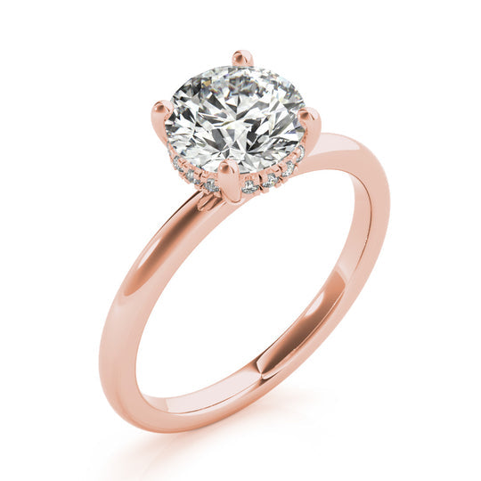 Isabel-1.5 Carats Round Moissanite Hidden Halo Engagement Ring