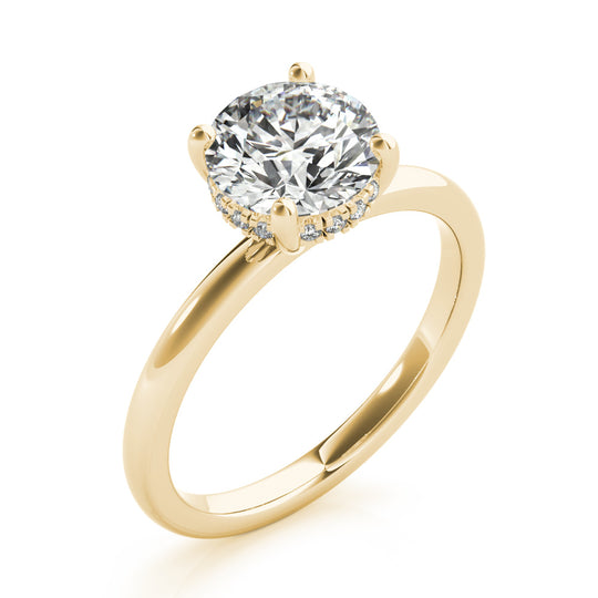 Isabel-1.5 Carats Round Moissanite Hidden Halo Engagement Ring