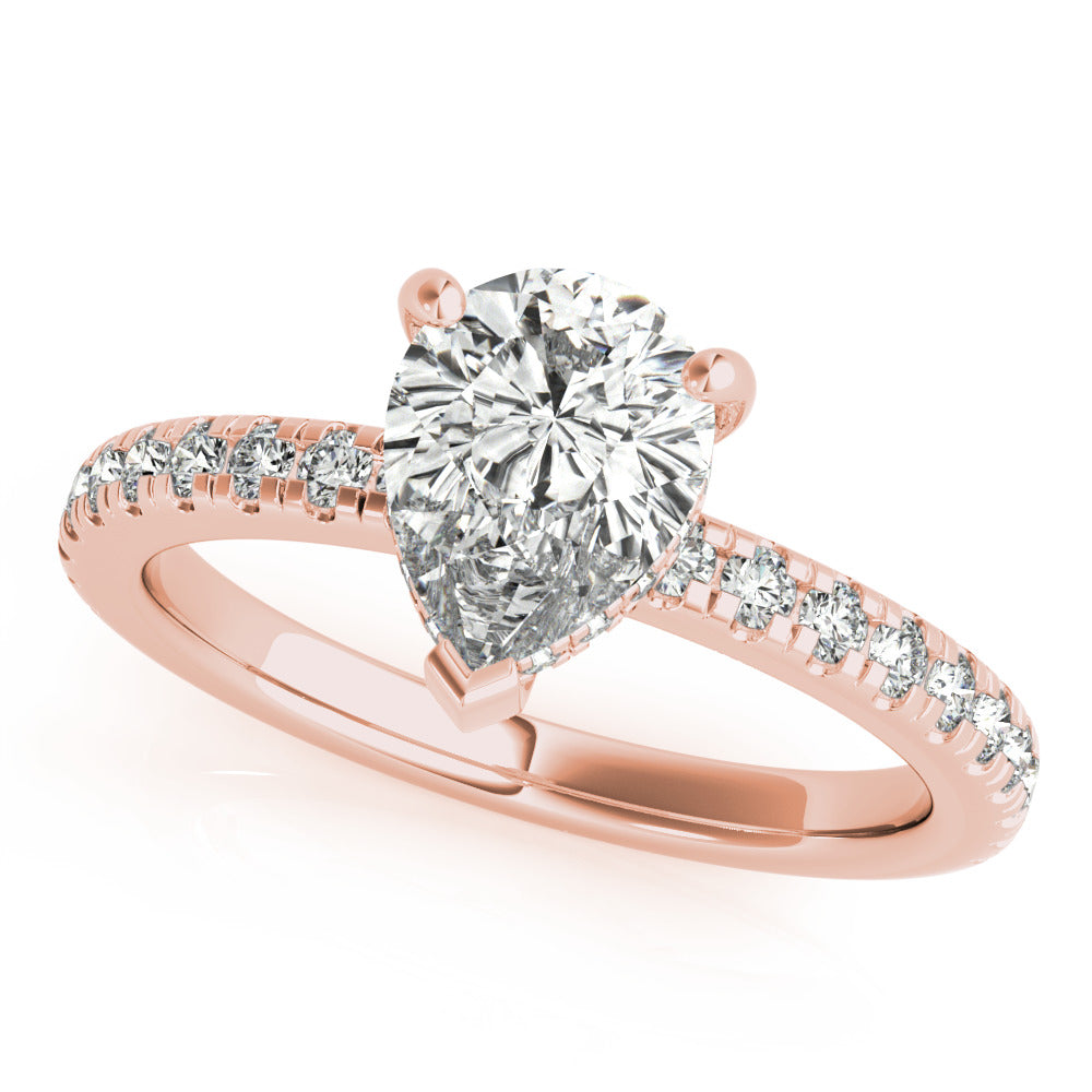Jane-1.0 Carats Pear Moissanite Hidden Halo & Pave Engagement Ring