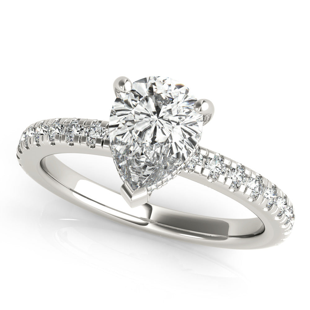 Jane-1.0 Carats Pear Moissanite Hidden Halo & Pave Engagement Ring