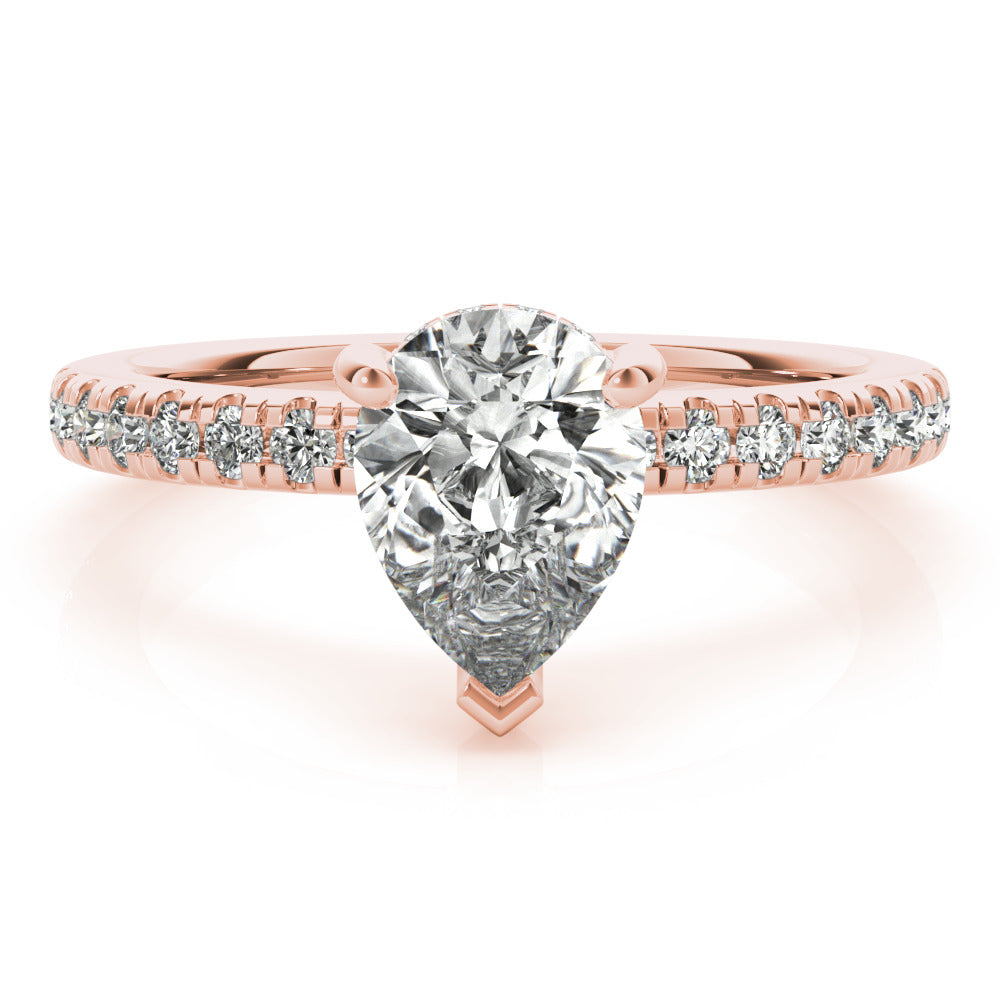Jane-1.0 Carats Pear Moissanite Hidden Halo & Pave Engagement Ring