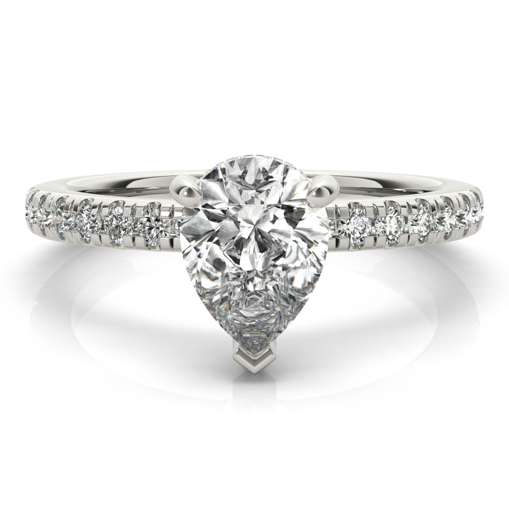 Jane-1.0 Carats Pear Moissanite Hidden Halo & Pave Engagement Ring