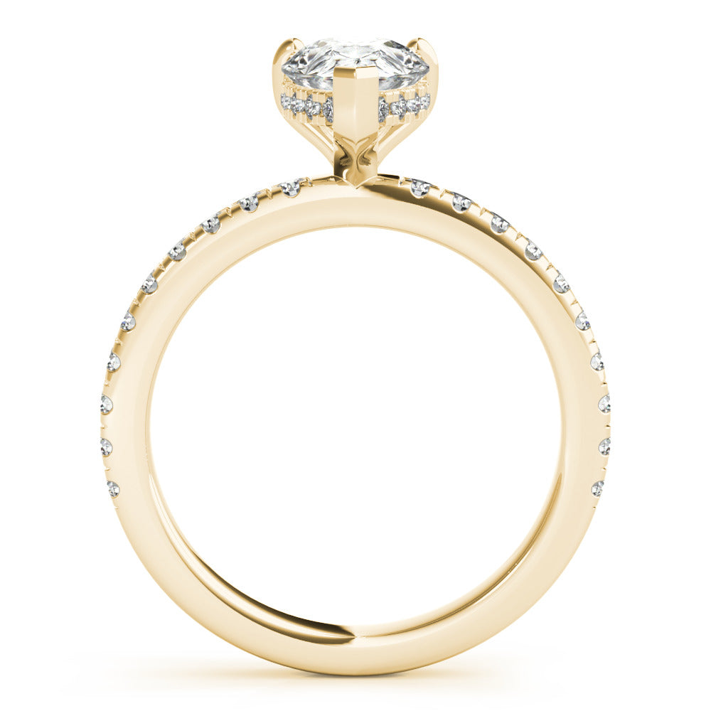 Jane-1.0 Carats Pear Moissanite Hidden Halo & Pave Engagement Ring