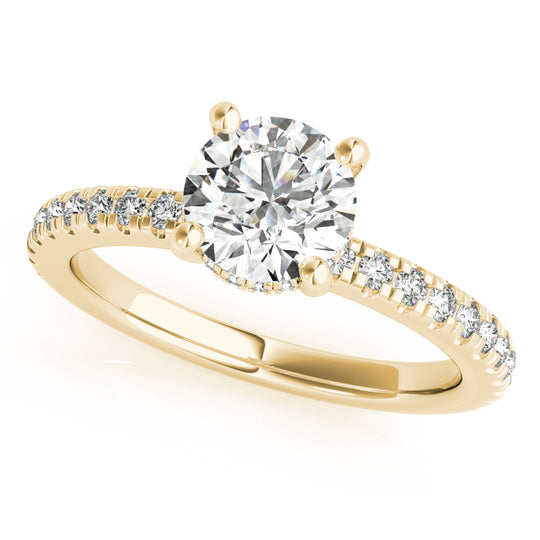 Morgan-1.50 Carats Round Moissanite Pave Engagement Ring