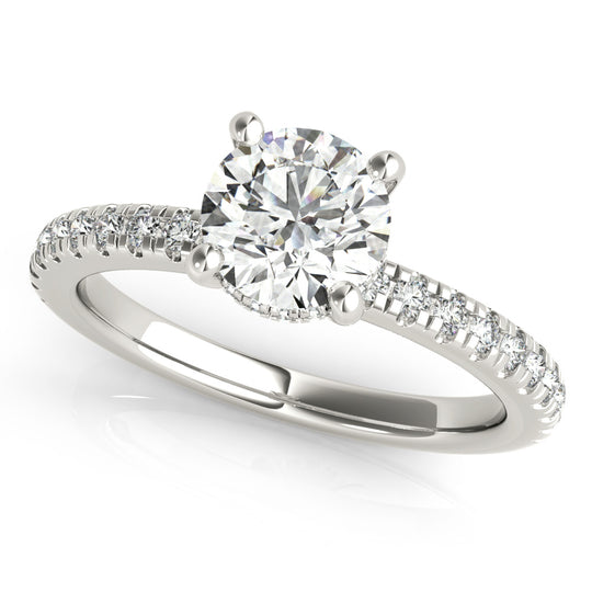 Morgan-1.50 Carats Round Moissanite Pave Engagement Ring