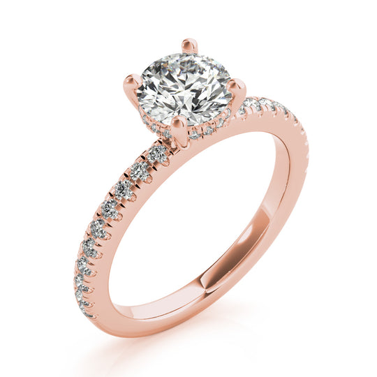Morgan-1.50 Carats Round Moissanite Pave Engagement Ring